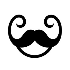 Classic twisted mustache icon in black on white background  