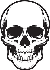 Obraz premium Silhouette of Grinning Skull Vector Illustration