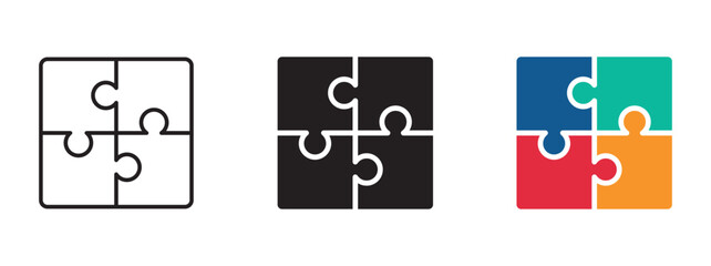 Puzzle piece vector icon set  , Vector illustration .