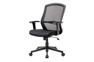 Modern Black Mesh Office Chair on White Background