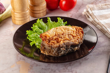 Roasted cod fish fillet piece