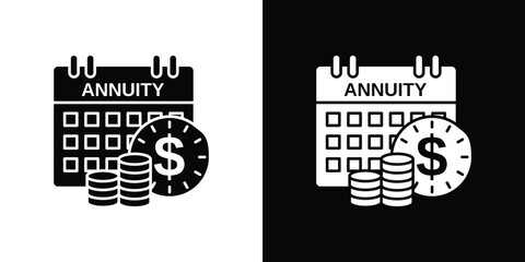 Annuity icon silhouette vector in black colors. flat symbol logo design style