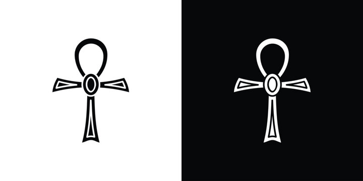 Ankh icon silhouette vector in black colors. flat symbol logo design style