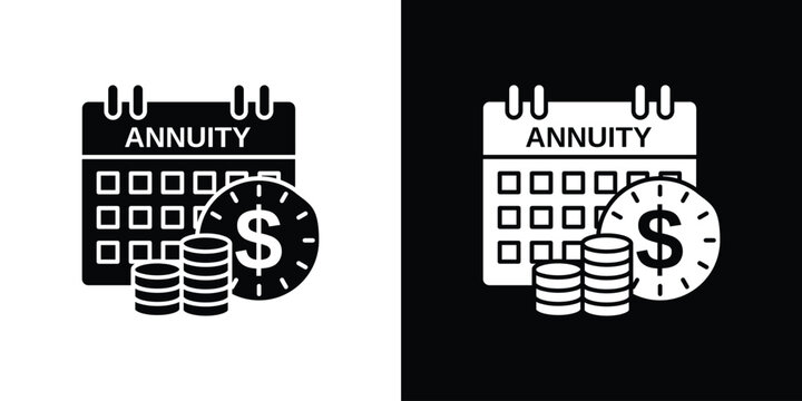 Annuity icon silhouette vector in black colors. flat symbol logo design style