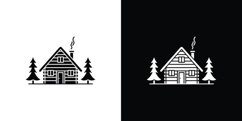 Chalet icon silhouette vector in black colors. flat symbol logo design style