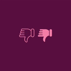 Obraz premium Dislike Icon Set – Minimalist Thumbs Down Symbol in Line and Solid Style for Feedback UI