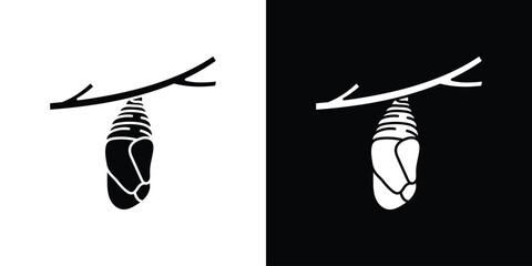Cocoon icon silhouette vector in black colors. flat symbol logo design style