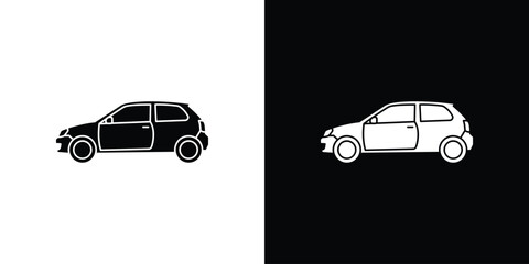 Compact car icon silhouette vector in black colors. flat symbol logo design style