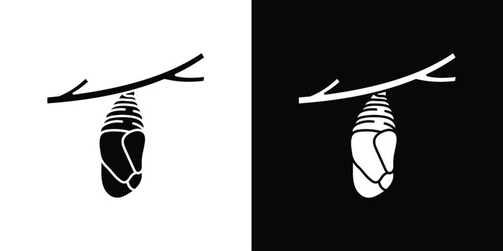 Cocoon icon silhouette vector in black colors. flat symbol logo design style
