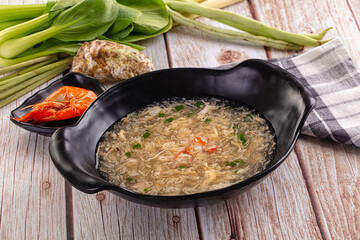 Asian soup with crab and prawn