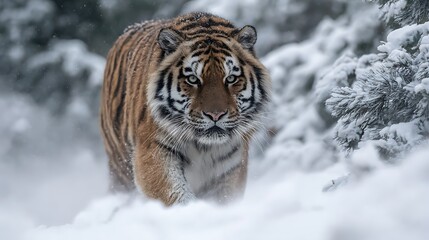 Obraz premium siberian tiger in snow.