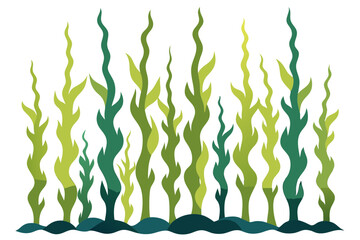 Ocean Kelp Forest with Long Green Leaves Reaching Upward Art
