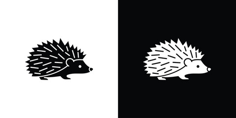 Hedgehog icon silhouette vector in black colors. flat symbol logo design style