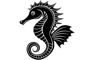 Fototapeta premium Marine Seahorse Vector with Distinct Body Ridges and Tail Curl