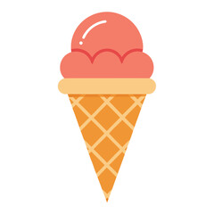 Colorful Ice Cream Cone Vector Illustration on Clean White Background