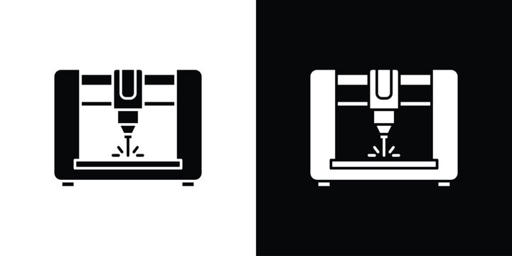 Laser machine icon silhouette vector in black colors. flat symbol logo design style