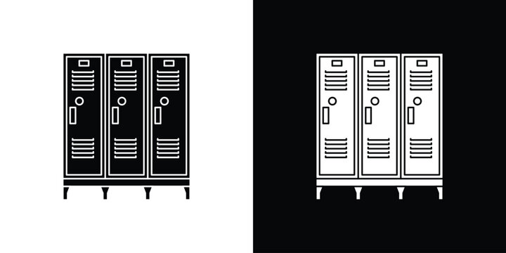 Lockers icon silhouette vector in black colors. flat symbol logo design style