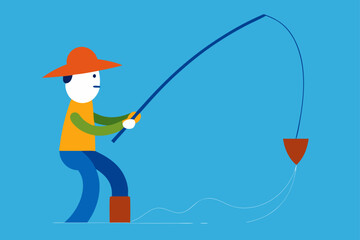 Obraz premium boy fishing in the sea