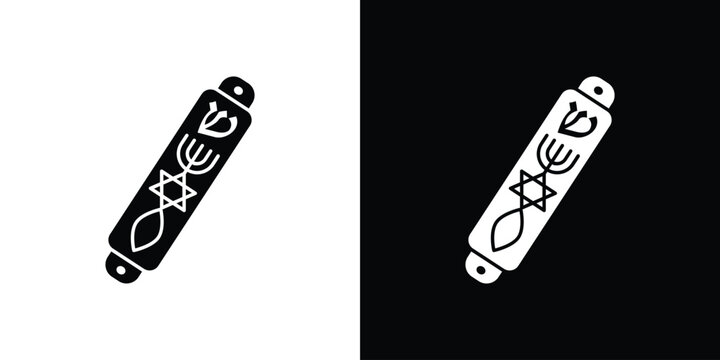 Mezuzah icon silhouette vector in black colors. flat symbol logo design style
