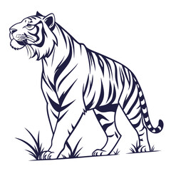 Obraz premium Tiger Silhouette Isolated Wild Animal on White Background