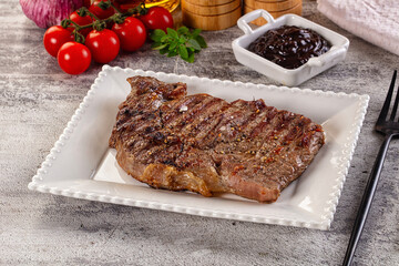 Grilled rib eye beef steak