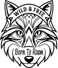Striking Wolf Graphic Design with Bold Text Overlay A Symbol of Wilderness Freedom and Untamed Spirit Vector Illustration