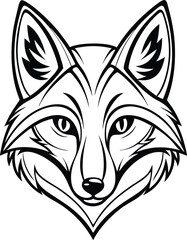 Striking Fox Head Emblem A Bold Black and White Vector Illustration of an Animal Mascot Design Vector Illustration