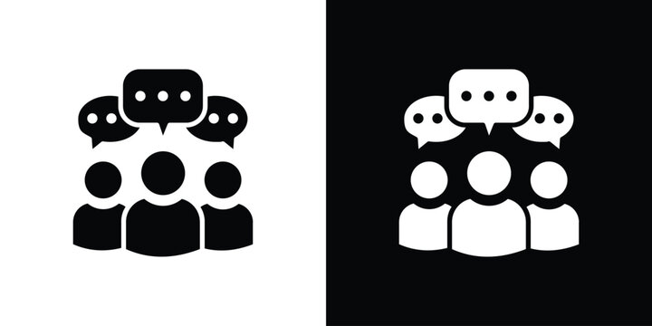 Public opinion icon silhouette vector in black colors. flat symbol logo design style