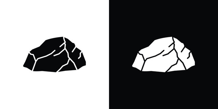 Stone icon silhouette vector in black colors. flat symbol logo design style