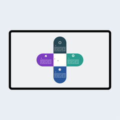 Four step square round infographic design in vector
