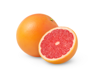 Whole grapefruit and a half isolated.