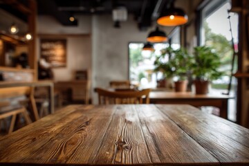Wooden Table in a Cafe