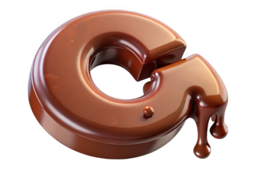 Letter g made of chocolate isolated on transparent background for confectionery, dessert, and sweet-themed designs.