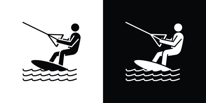 Wakeboarding icon silhouette vector in black colors. flat symbol logo design style