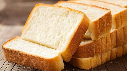 Sliced White Bread Loaf Stack Close Up Photography