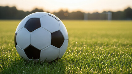 Obraz premium Ballon de football sur un terrain herbeux