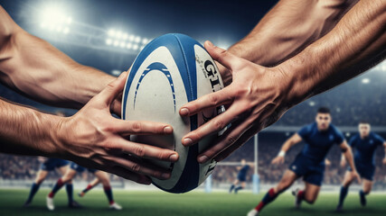 Fototapeta premium Passage de ballon au rugby