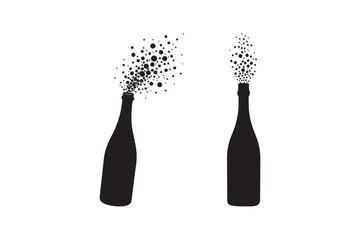 Silhouette bottles with bubbles erupting from their openings