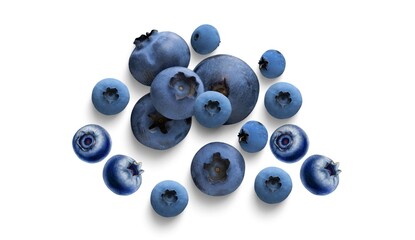 Blueberries IsoIated on White Background. Fresh Billberry. Fresh Organic Blueberries. Exotic, Summer, Dessert, Healthy, Huckleberry, Vitamin, Tasty