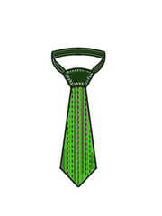Green textured tie isolated on white background 