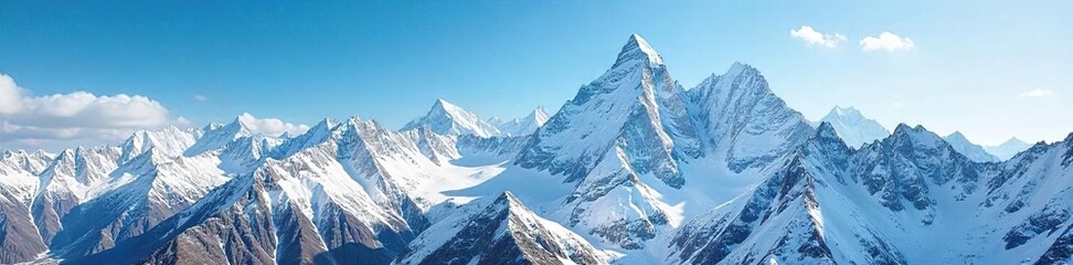 Obraz premium Breathtaking Snow-Capped Peaks An Epic Mountain Vista Inviting Adventure and Exploration