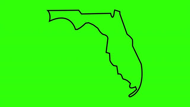 Florida State Outline Animation Green Screen 4K UHD