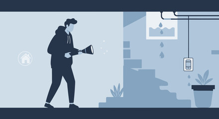 Home Inspection And Damage Prevention With Vector Illustration For Safety Measures