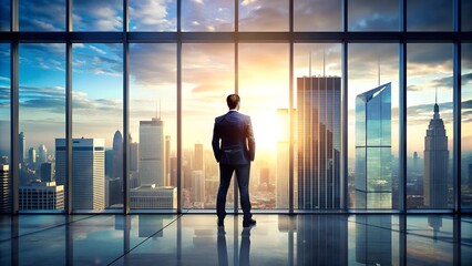 Fototapeta premium businessman standing in front of building