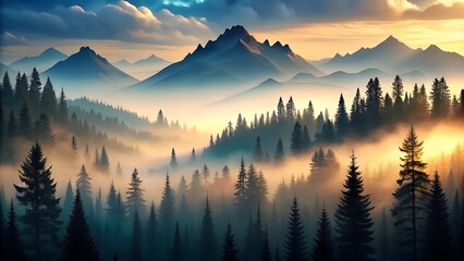 Obraz premium sunset in the mountains