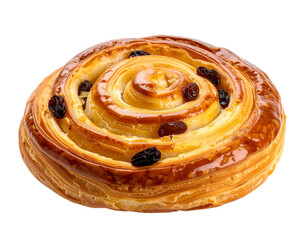 Pain au Raisin with Golden Crust Isolated on Transparent Background