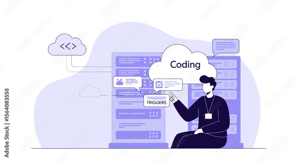 Poster modern visualization of software development and cloud computing services