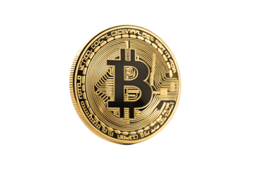 Close-up of a Gold Bitcoin Cryptocurrency Coin