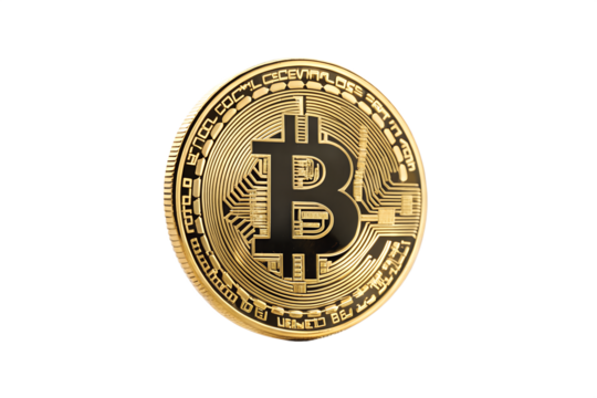Close-up of a Gold Bitcoin Cryptocurrency Coin