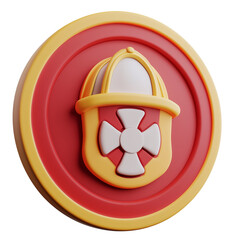 Firefighter helmet badge icon in 3D style isolated on transparent background
